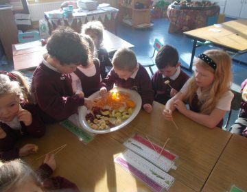 Orla made a lovely fruit surprise for us to celebrate the end of our Fruit and Vegetable topic in P1/2!