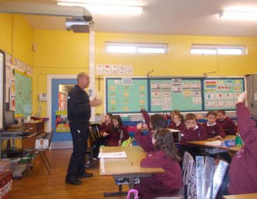 Primary Five Welcome Fergus McAlister For A Talk On Fire Safety.