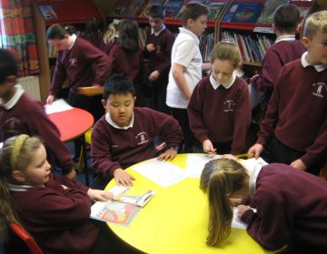 P5-6 Completed a Scavenger Hunt in the Library for World Book Day