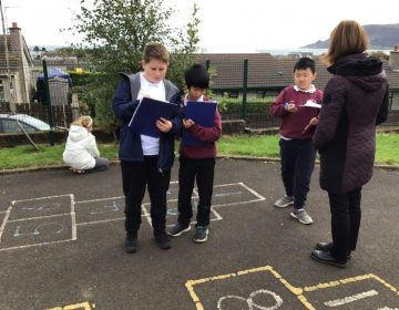 Primary 6/7 take part in a Maths Trail, as part of Maths Week 2020