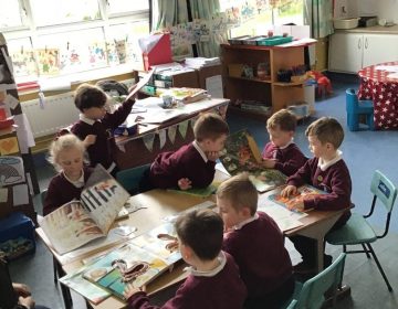 The children enjoy activities for World Book Day