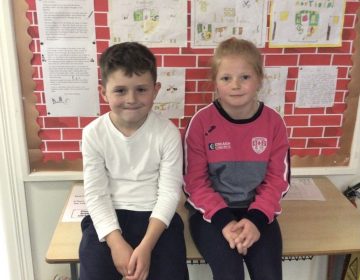 Owen and Cadhla with their super work on the WOW board.