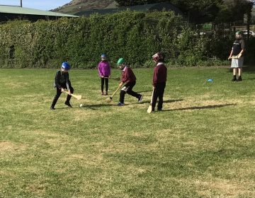 Primary Six and Seven enjoy hurling.