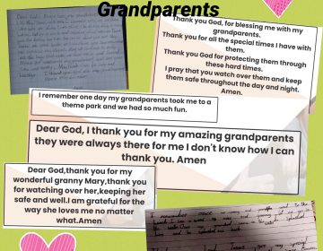 Primary Six and Seven wrote prayers for Grandparents Day.