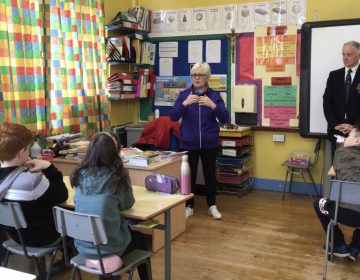 Evelyn and David, from Cushendall Golf Club visited Primary Seven, to explain how one boy and one girl could win a Golf Bursary.