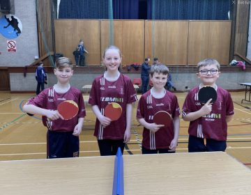 Congratulations to Tiernan, Rachel, Sevie and Harry who won the Table Tennis Tournament held in Ballymoney